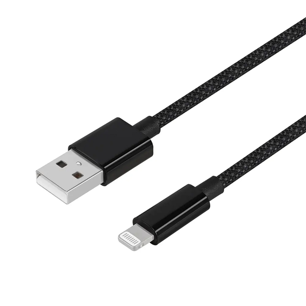 Lightningケーブル/USB Type-A to Lightning/MFi認証/ブレイデッドケーブル/絡みにくい/急速充電/データ転送/0.7m/70cm/ブラック