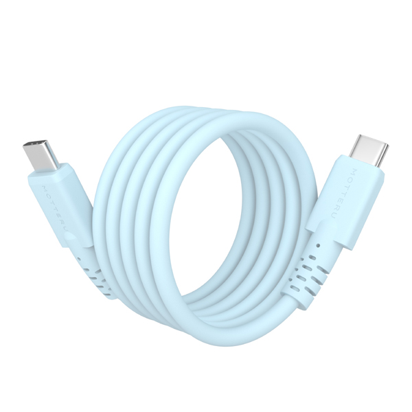 MOT マグネットシリコンケーブル PD240W対応 USB-C to USB-C 1m 全8色 2年保証 パウダーブルー (MOT-MGSCC100)