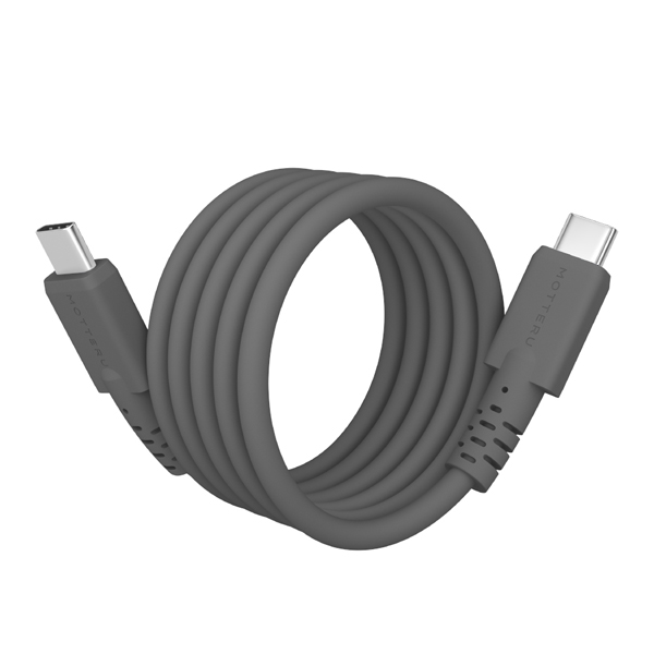 MOT マグネットシリコンケーブル PD240W対応 USB-C to USB-C 1m 全8色 2年保証 スモーキーブラック (MOT-MGSCC100)