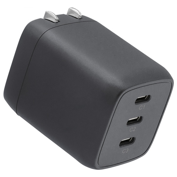 MOT AC充電器 PD67W USB-Cx3 折りたたみプラグ スモーキーブラック 製品サイズ約37(W)×40(D)×50(H)mm