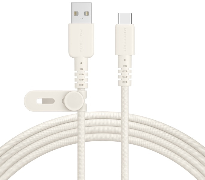 MOT 編み込みケーブル 急速充電 データ転送対応 USB-A to USB-C 2m 2年保証 アーモンドミルク
