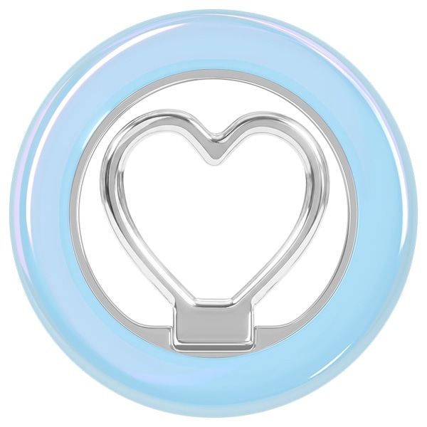 MOT　スマホリングスタンド ハート型 MagSafe対応 マグネット式 360度回転 メタルリングステッカー付属 ラブリーブルー　製品サイズ約58(W)×4(D)×58(H)mm