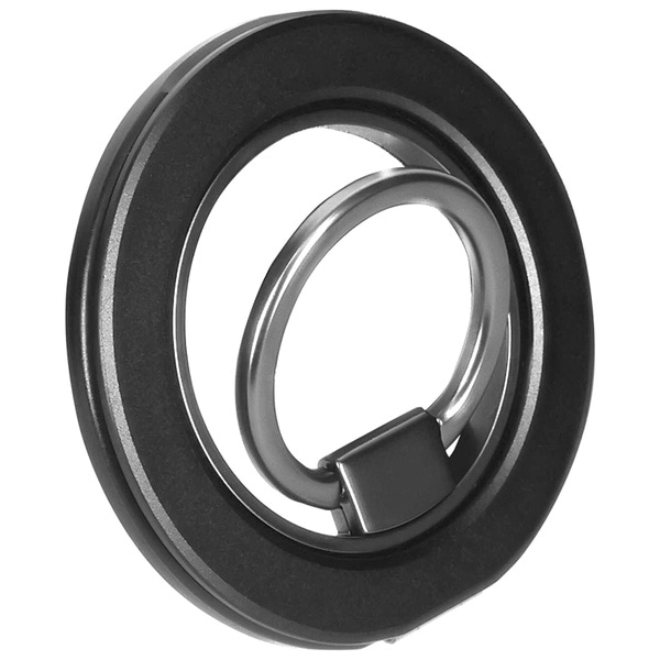MOT　マグネットリング&スタンド 両面マグネット 360°回転リング 壁にも貼れる MagSafe対応 強力磁石 落下防止 ブラック　製品サイズ約60(W)×6(D)×60(H)mm
