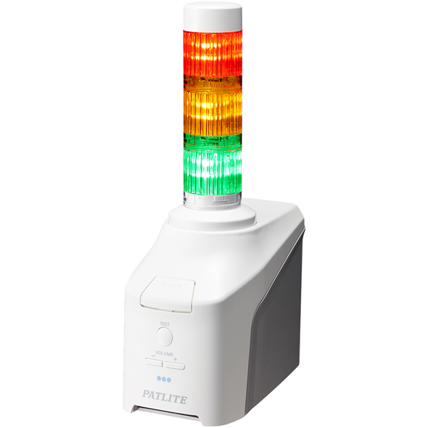 音声対応ネットワーク制御信号灯 直径40mm/3段/赤黄緑/デジタルIO搭載モデル/ACアダプタ付属