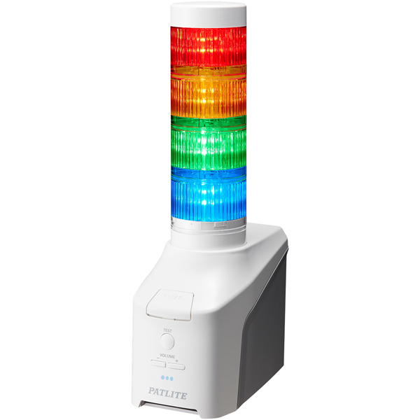 音声対応ネットワーク制御信号灯 直径60mm/4段/赤黄緑青/デジタルIO搭載モデル/ACアダプタ付属