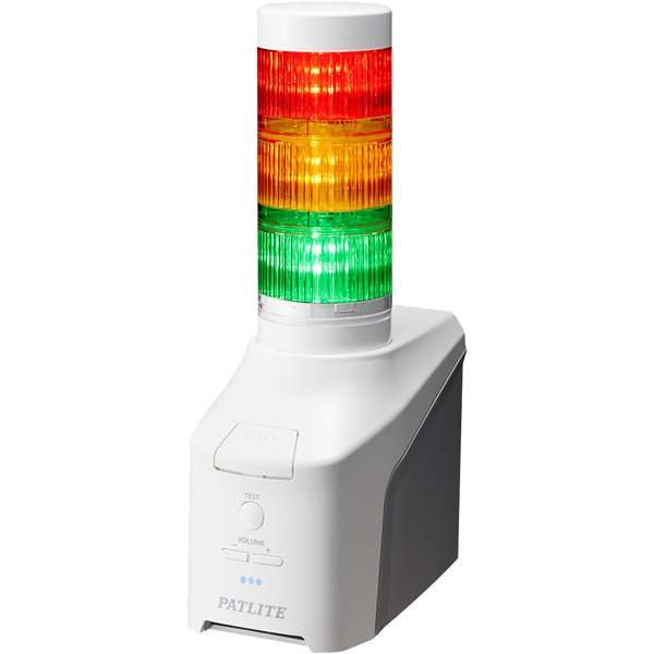 音声対応ネットワーク制御信号灯 直径60mm/3段/赤黄緑/POE受電対応/ACアダプタなし