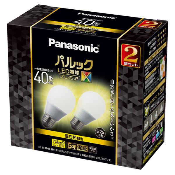 LED電球 プレミアX 40W2P （温白色相当）