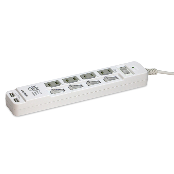 火災防止＋USB給電機能付マルチタップ「Unitap Safe」 USB給電2ポート電源タップ4個口搭載