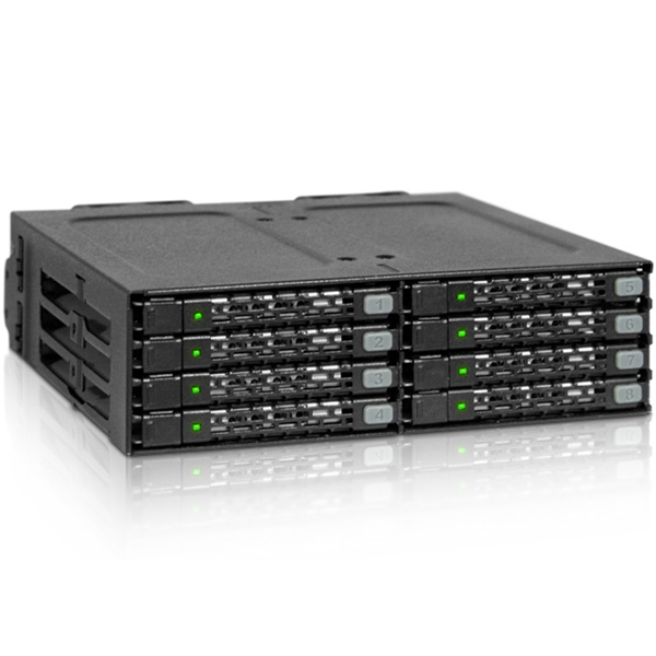 ICYDOCK　8x 2.5インチ SAS/SATA SSD HDD搭載用リムーバブルケース　5.25インチベイサイズ