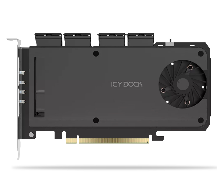 4 x M.2 NVMe SSD搭載用リムーバブルアダプタ PCIe4.0 x16拡張スロット用（PCIe分岐機能が必要）