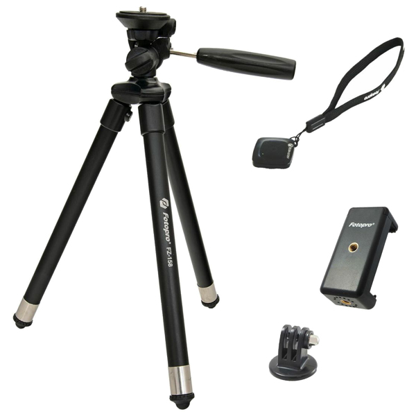 Fotopro 三脚 FZ-158+ ブラック スマートフォンホルダー・GoProアダプター・Bluetoothリモコン付