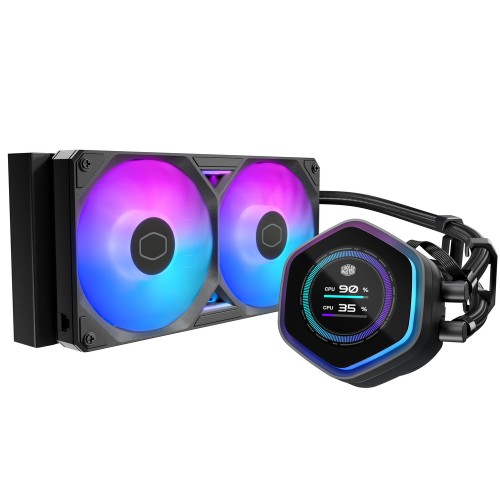 MasterLiquid 240 Atmos II LCD ARGB/240mm水冷クーラー/ブラック/リアルタイム表示対応LCD搭載/Intel LGA1851/1700/1200/1156/1155/1151/1150/AMD AM5/AM4対応