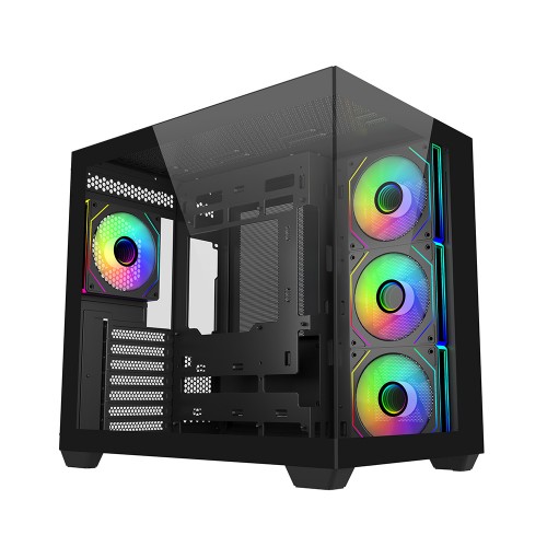 Elite 681/ATXケース/ブラック/270度シームレスガラスパネル/デュアルチャンバー構造/360mmラジエーター対応/ARGBファン4基標準搭載/大型GPU対応/USB 3.2 Gen2x2 Type-C