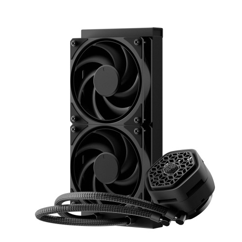 MasterLiqiud Atmos II Stealth 240/240mm水冷CPUクーラー/オールブラック/VRM冷却ファン搭載/Intel LGA1851/1700/1200/1156/1155/1151/1150/AMD AM5/AM4