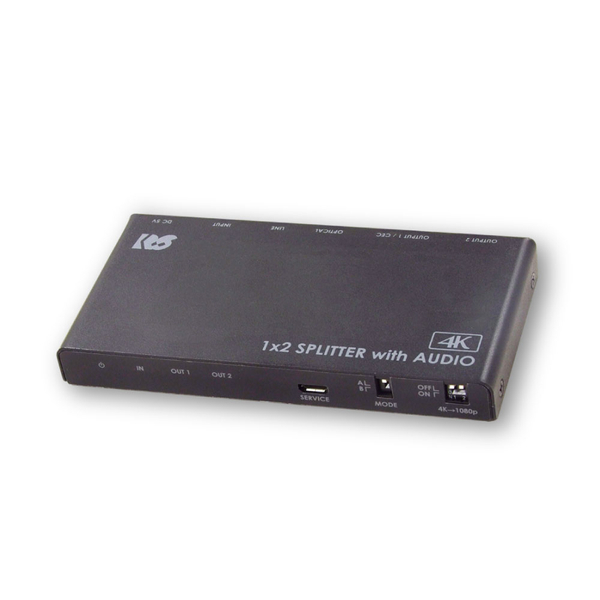 4K60Hz/ダウンスケール対応 外部音声出力付 HDMI分配器（1入力2出力）
