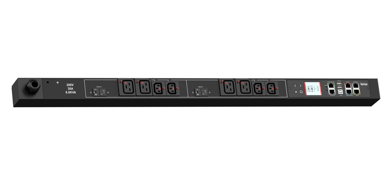 インテリジェントラックPDU 単相 AC200V 30A 入力プラグ：NEMA L6-30P アウトレットLocking C13 (4) Locking C19 (4) 6.0kVA 0Uタイプ