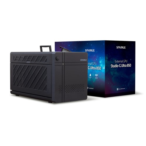 Thunderbolt 5接続 外付けGPU BOX(GPU非搭載)/最長346mm(3.5スロット幅)GPU対応/ATX 3.1 850W電源内蔵/USB 3.2 Gen2/2.5Gbイーサネット/Windows 11以降/ブラック