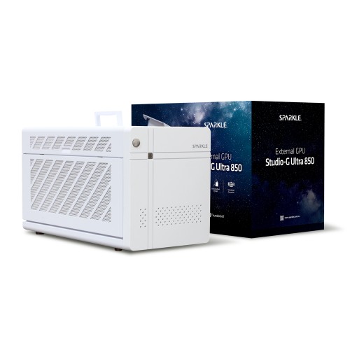 Thunderbolt 5接続 外付けGPU BOX(GPU非搭載)/最長346mm(3.5スロット幅)GPU対応/ATX 3.1 850W電源内蔵/USB 3.2 Gen2/2.5Gbイーサネット/Windows 11以降/ホワイト