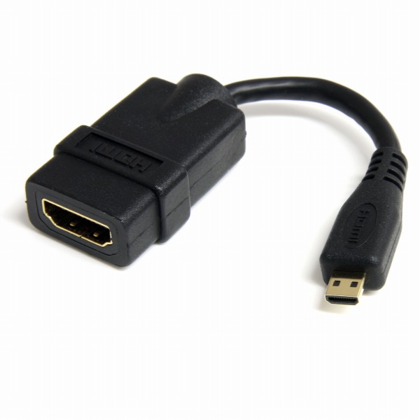 12cmハイスピードHDMI変換ケーブル/変換アダプタHDMIタイプAメス-マイクロ/MicroHDMIタイプDオスブラック