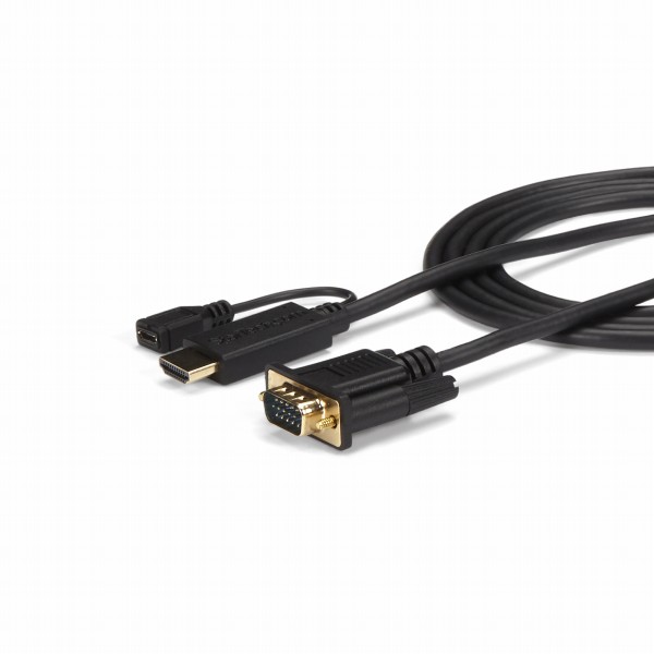 HDMI-VGAアクティブ変換ケーブルアダプタ1.8m1920x1200/1080pHDMI(オス)-アナログRGB/D-Sub15ピン(オス)