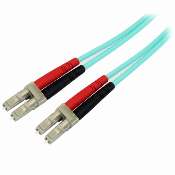3m光ファイバーケーブル(光パッチコード)アクア(水色)OM4準拠LSZH対応100Gbpsマルチモード対応コア径50ミクロン/クラッド径125ミクロン2芯LC-LCコネクタ