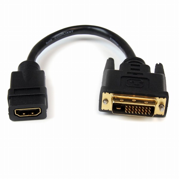 HDMI-DVI-D変換ケーブルアダプタ20cmHDMIメス-DVIオス1920x1200