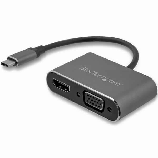 USB-C-VGA/HDMI変換ディスプレイアダプタ2in1USBType-Cマルチアダプター4K/30Hzアルミケーススペースグレー