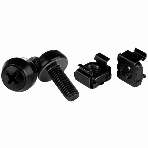 M6ネジ(12mm)&ケージナット100セットブラックサーバラック/キャビネットへの取付け専用