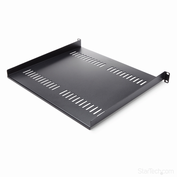 1U サーバーラック棚板/19インチラック用放熱スリット付きカンチレバートレイ/耐荷重20kg/奥行40cm ブラック