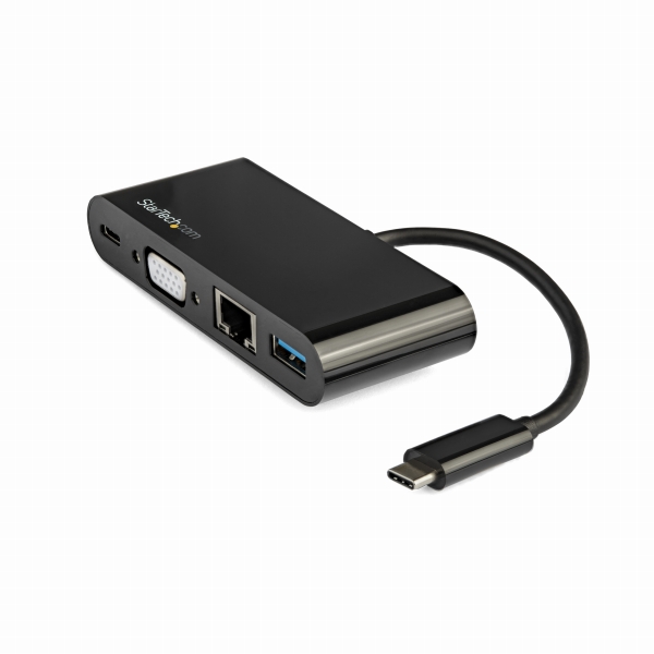 USBType-C接続マルチアダプタVGA/60WUSBPD/ギガビット有線LAN