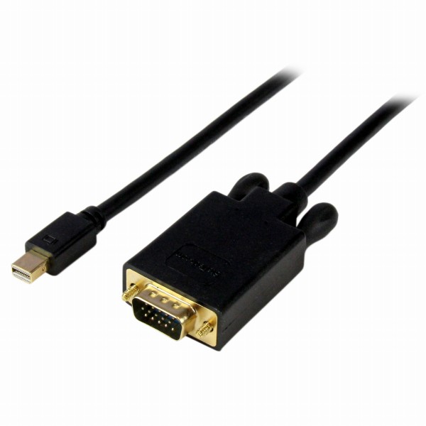 MiniDisplayPort-VGA変換アダプタ1.8mミニディスプレイポート/mDP/MiniDPオス-VGA/アナログRGB(D-Sub15ピン)オスコンバータ1920x1200ブラック
