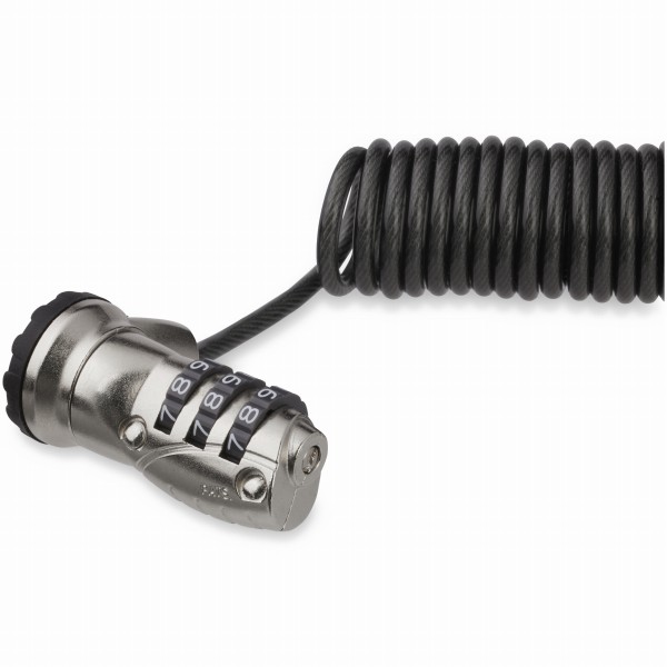 パソコン盗難防止セキュリティワイヤーロック1.8mコイルワイヤーダイヤル式3桁の暗証番号を自由に設定