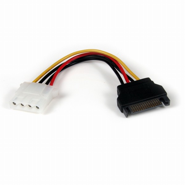 電源コネクタ変換アダプタケーブル15cmSATA電源(15ピン)オス-ペリフェラル電源(4ピン)メス
