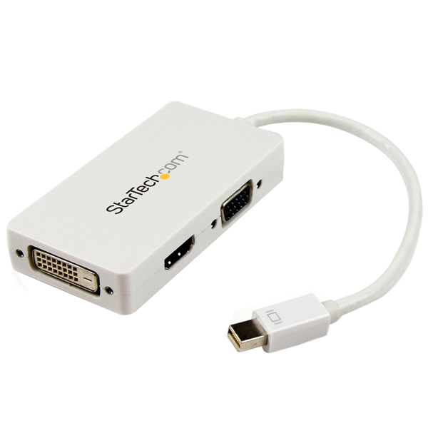 MiniDisplayPort接続トラベルA/Vアダプタ3イン1ミニディスプレイポートMiniDP-VGA/DVI/HDMI変換アダプタ1920x1200/1080pホワイト