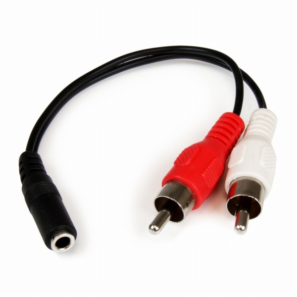 15cmステレオオーディオAUDIO変換ケーブル3.5mmミニジャック3極(メス)-2xRCA(オス)