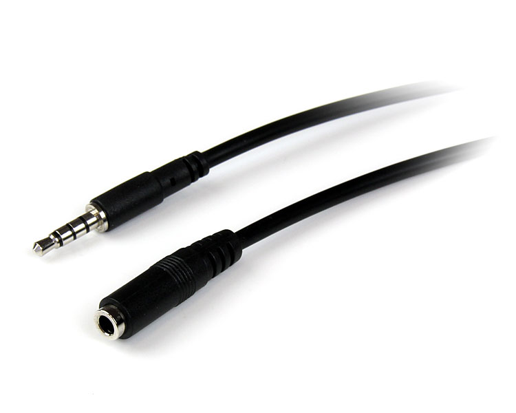 1m3.5mm4極ステレオミニプラグ(TRRS)ヘッドホン延長ケーブル3.5mm4極ステレオミニジャック(メス)-3.5mm4極ステレオミニプラグ(オス)