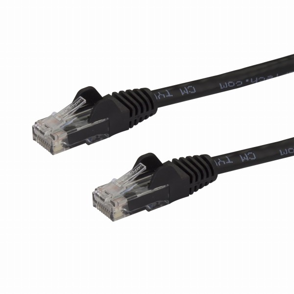 2mカテゴリー6LANケーブルブラックRJ45モールディングコネクタ(ツメ折れ防止カバー付き)ギガビットイーサネット対応Cat6UTPケーブル