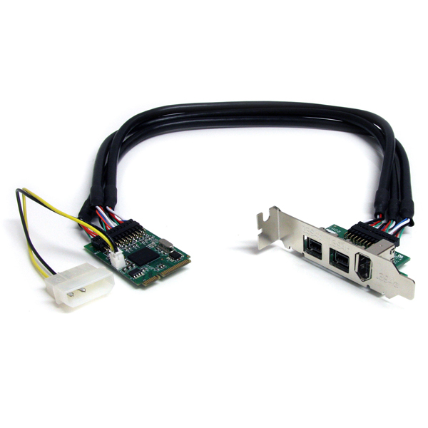 IEEE1394b2ポート/1394a1ポート3ポート増設MiniPCIExpressFireWireカードアダプタ9ピンFireWire800x2/6ピンFireWire400x1対応MiniPCIeカード