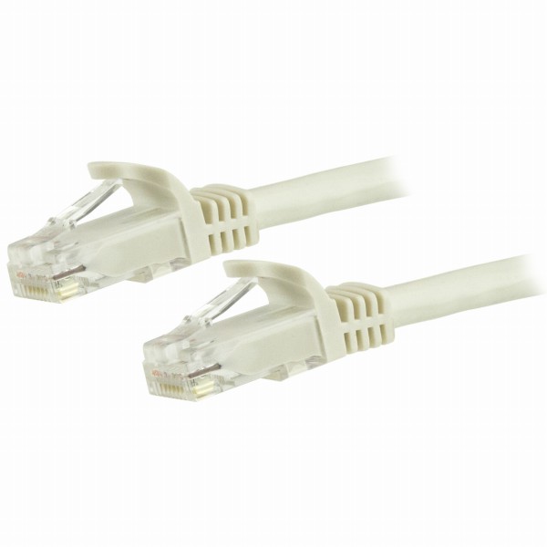 3mカテゴリー6LANケーブルホワイトRJ45モールディングコネクタ(ツメ折れ防止カバー付き)ギガビットイーサネット対応Cat6UTPケーブル