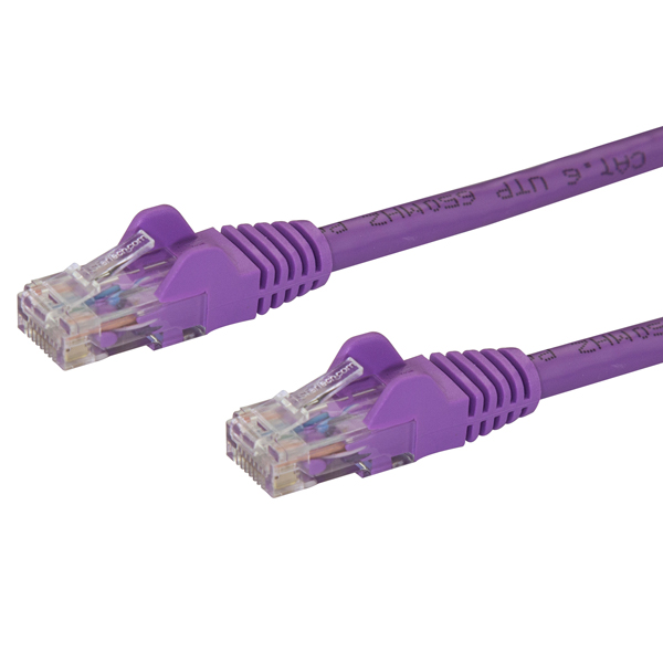 カテゴリ6LANケーブル5mパープルツメ折れ防止RJ45コネクタCat6UTPギガビットイーサネットケーブル