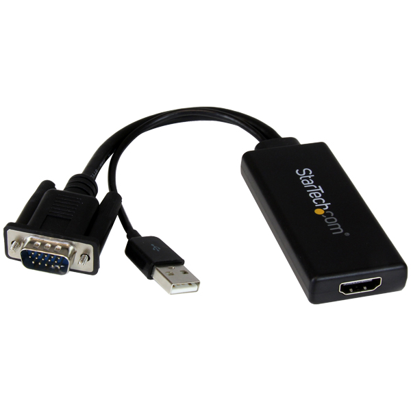 VGA-HDMI変換アダプタ(USBオーディオ&バスパワー対応)ポータブルアナログRGB(VGA)-HDMIアップスケールコンバーターD-Sub15ピン(HD15)アナログ信号をHDMIに変換