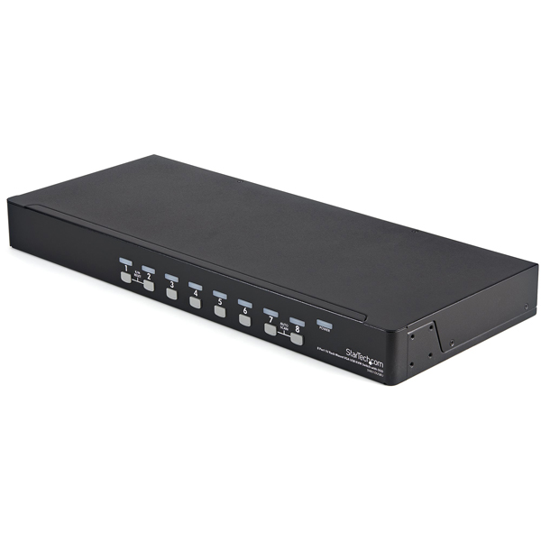 1Uラックマウント対応型8ポートシングルVGAディスプレイ対応USB接続KVMスイッチ/PCパソコンCPU切替器(OSD機能/USBVGAKVMケーブル付)