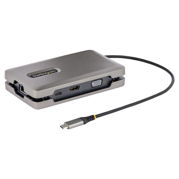 マルチポートアダプター/USB-C接続/デュアルモニター/4K60HzHDMI2.0b&1080pVGA/100WUSBPDパススルー/USB3.2Gen210Gbpsハブ(1xUSB-C、2xUSB-A)