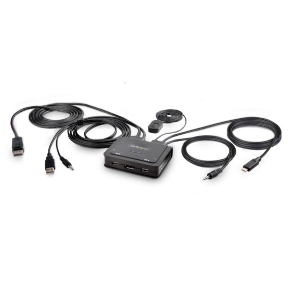 KVMスイッチ/2ポート/シングルモニター/4K60HzDisplayPort/ハイブリッド接続(USB-A/DisplayPort&USB-CDPAltモード)