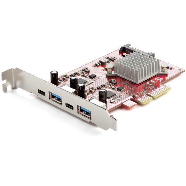 4ポート増設PCIExpressインターフェースカード/10GbpsUSB3.1Gen2拡張カード/PCIデュアルコントローラ/2xUSB-C+2xUSB-A/フルプロファイル