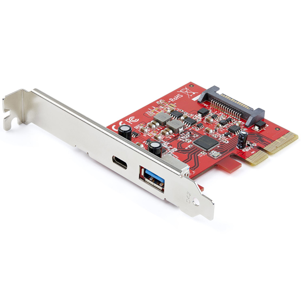 2ポート10GbpsUSB-A/USB-C増設PCIExpressカード1xUSBType-C/1xUSBType-AUSB3.1Gen2(USB3.2Gen2x1)準拠PCIe拡張カードWindows/macOS/Linux対応