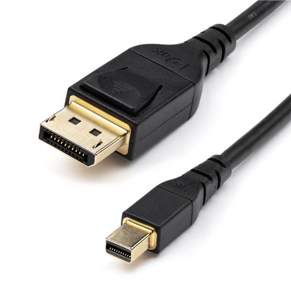 MiniDisplayPort-DisplayPort1.4ケーブル/1m/VESA規格認定品/8K60Hz、4K120Hz対応/MiniDP-DP変換モニターケーブル/HBR3/HDR