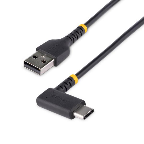 USBケーブル/USB-A-USB-C/2m/USB2.0/L型右向き/急速充電&データ転送/高耐久アラミド繊維補強/Type-C充電コード/タイプCL字コネクター