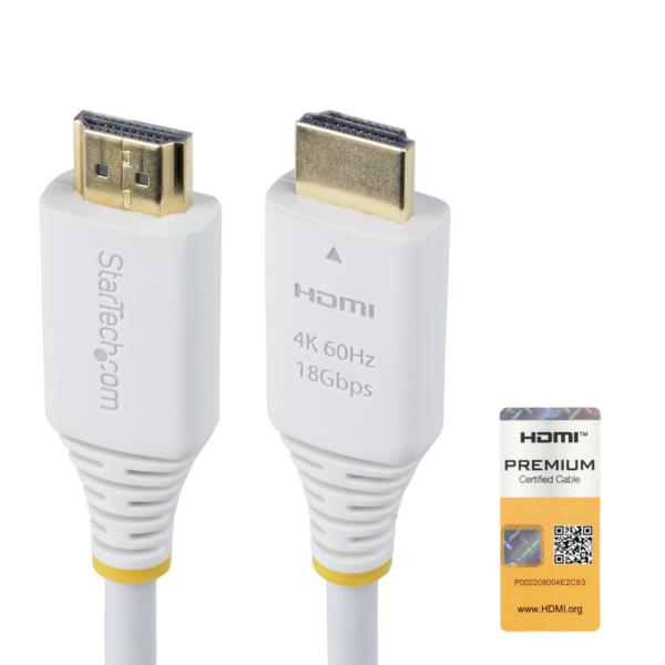 HDMI 2.0ケーブル/3m/4K60Hz 1440p 144Hz/Premium HDMI/オス - オス/ホワイト