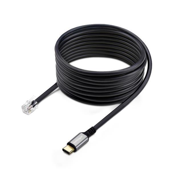 USB-C - RJ9変換アダプターケーブル/1.8m/オフィス電話受話機・ヘッドセット接続用/ノートPC対応